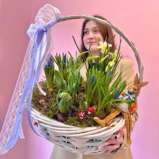 Пасхальная корзина с первоцветами 🐇" Весне дорогу"