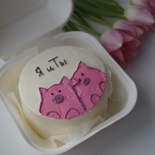 Бенто торт с рисунком свинок