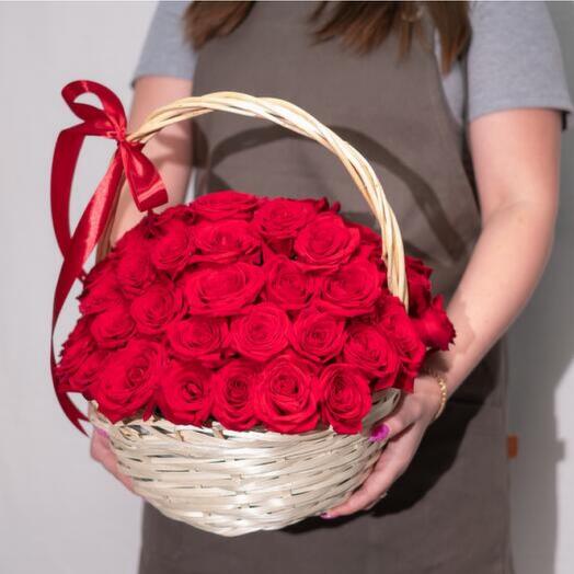 Elegant Red Rose Basket