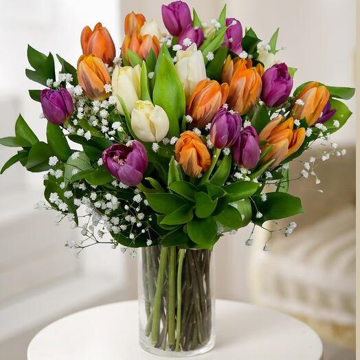 35 Tulips in Vase