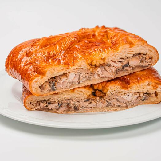 Pastel de pollo y champiñones