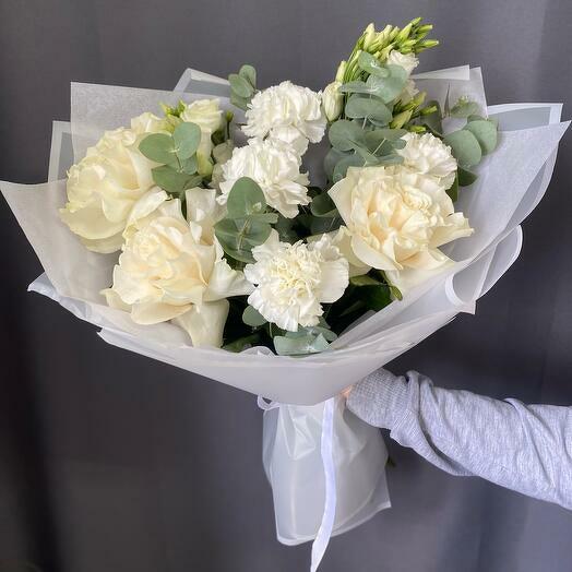 White Roses and Dianthus