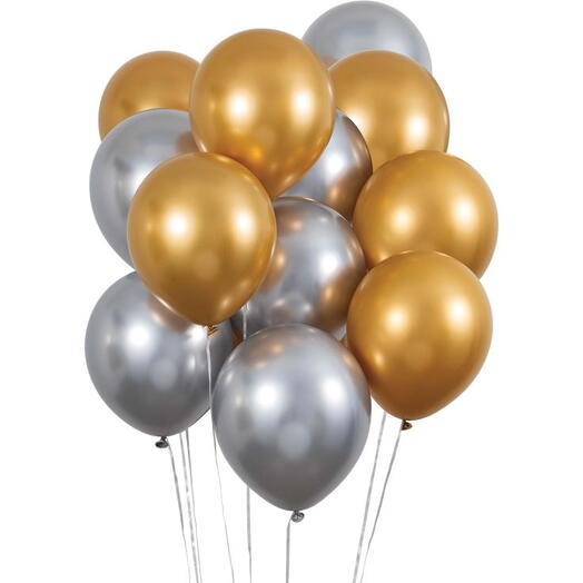 Silver   Gold Helium Latex Balloons - 20pcs