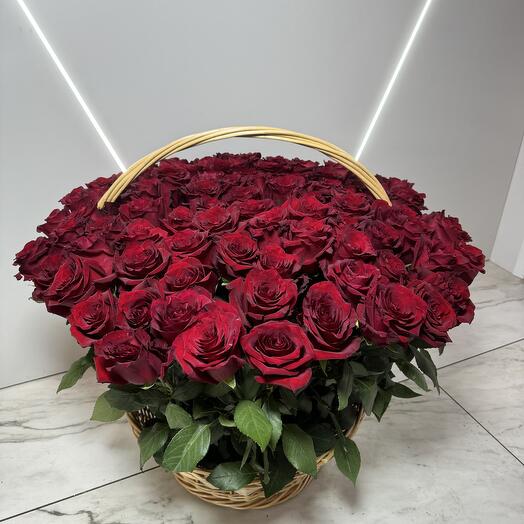 101 roses in a basket