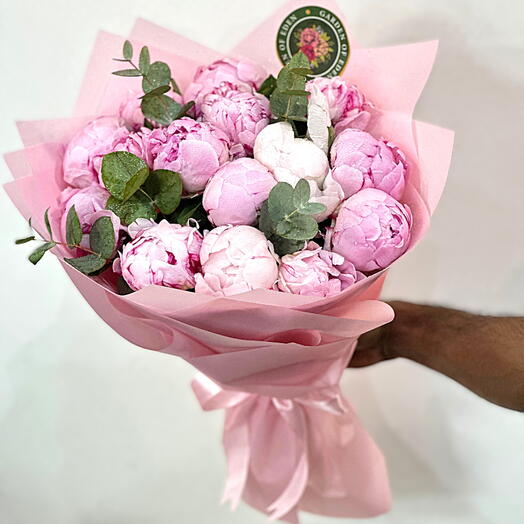 Exquisite 15 Pink Peony Bouquet