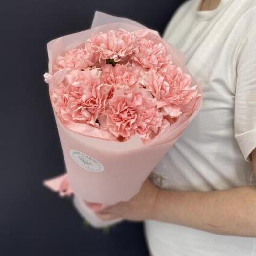 Букет из 7 розовых нежных диантусов (гвоздики)