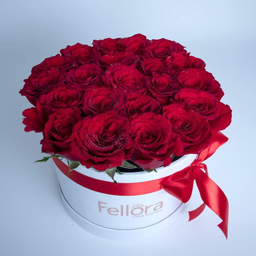 21 Red Roses In White Box