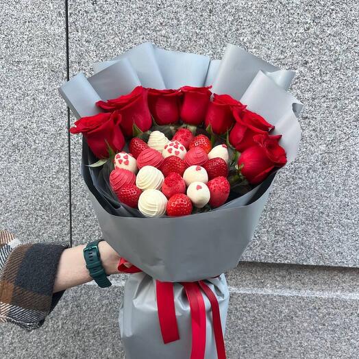 Зимний снегирь - клубника в шоколаде 450 гр.🍓