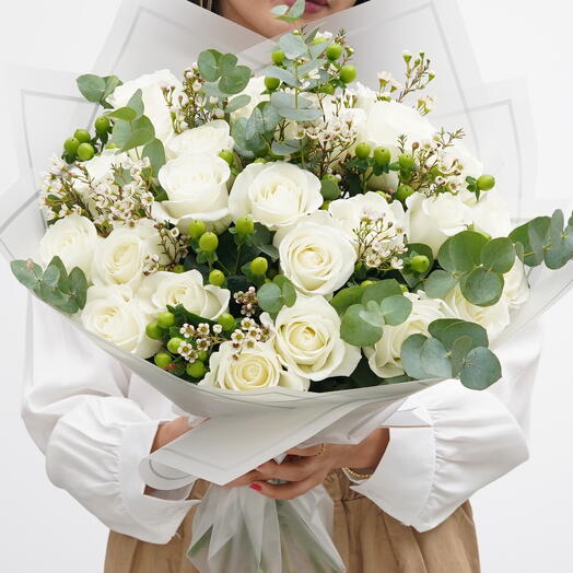 Pure White Roses Bouquet
