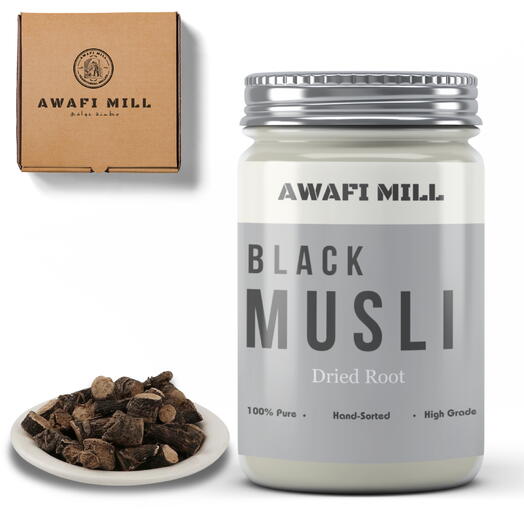 AWAFI MILL Black Musli Chips | Curculigo orchioides - Bottle of 100 Gram
