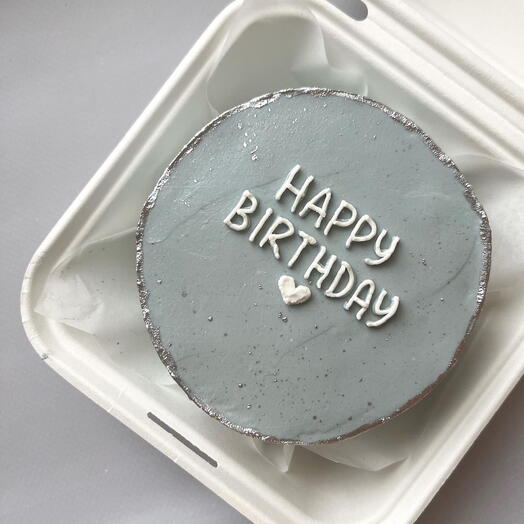 Бенто-торт happy birthday серый