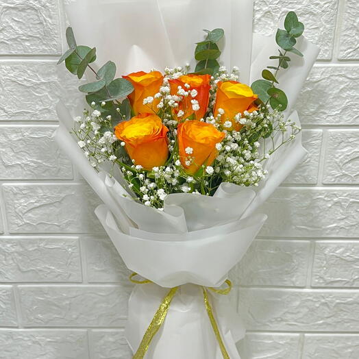 5 Orange Rose Bouquet