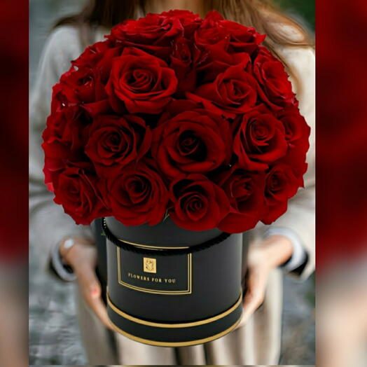 Red roses in a box