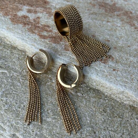 Серьги и кольцо, комплект украшений из нержавеющей стали с регулируемым кольцом, подарок для мамы, девушки