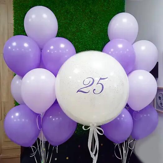 Композиция из фиолетовых шаров на 25 лет любимой девушке на день Рождения