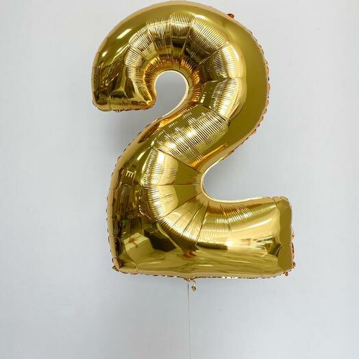 Шар Цифра 2 золото