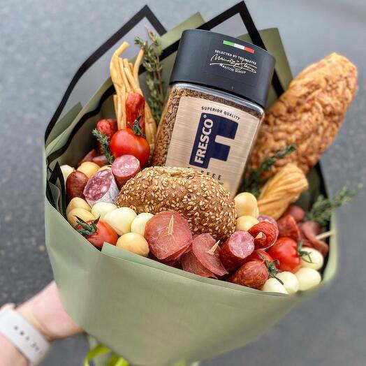 Мужской букет с кофе