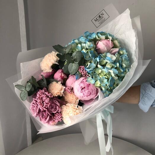 Bouquet of blue hydrangea