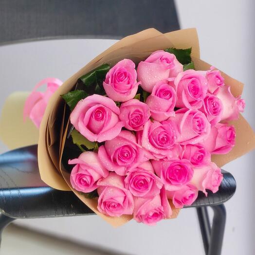 21 Pink Roses Bouquet