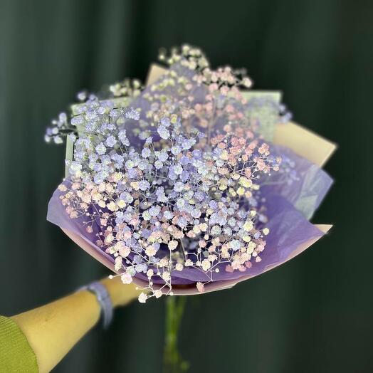 Букет из 3 веток фиолетовой и розовой гипсофилы