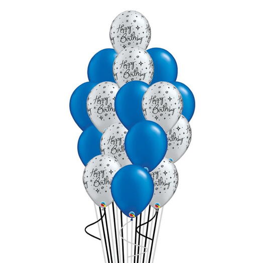 15 Blue And Silver Balloons