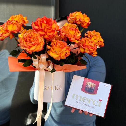 Букет из 13 французских роз и мерси