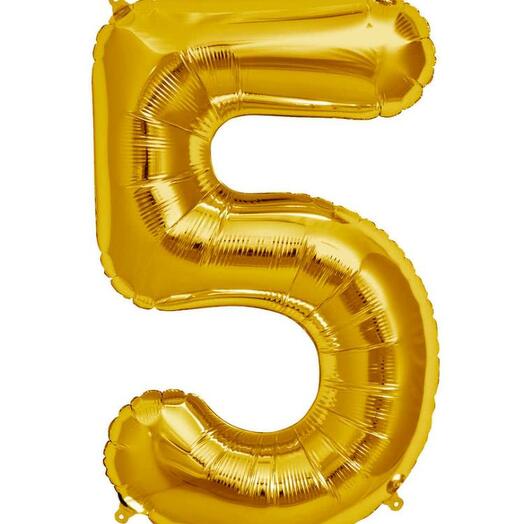 GOLD GIANT FOIL NUMBER BALLOON - 5