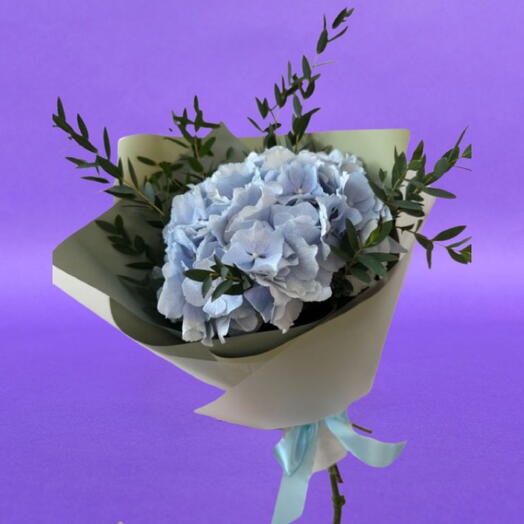 Blue Hydrangea with Eucalyptus