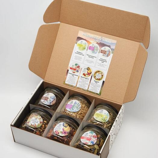 Набор подарочный 6 видов чая в стеклянных банках