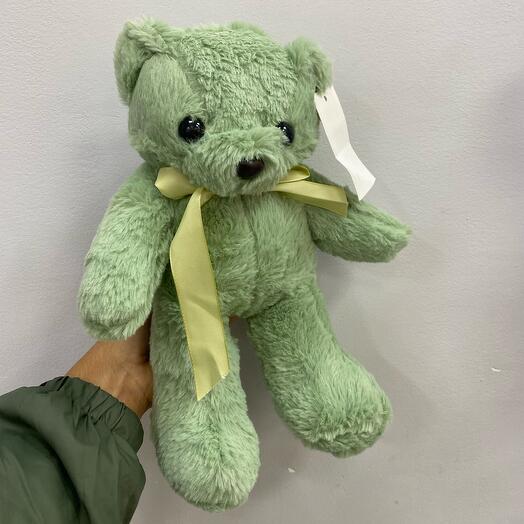Мишка с бантом фисташковый