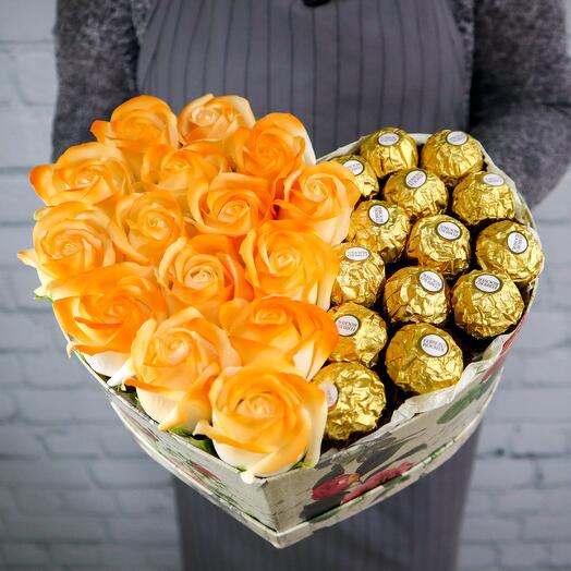 Sweet set of candy and soap roses