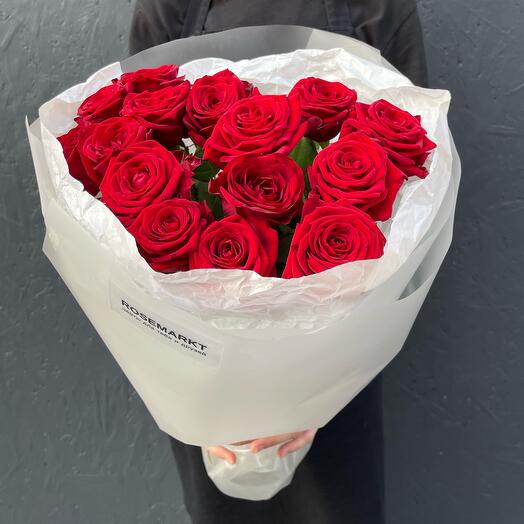 Букет из 15 красных роз/ Цветы/ букет от RoseMarkt