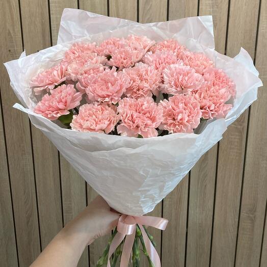 Букет из 19 розовых диантусов (гвоздик)