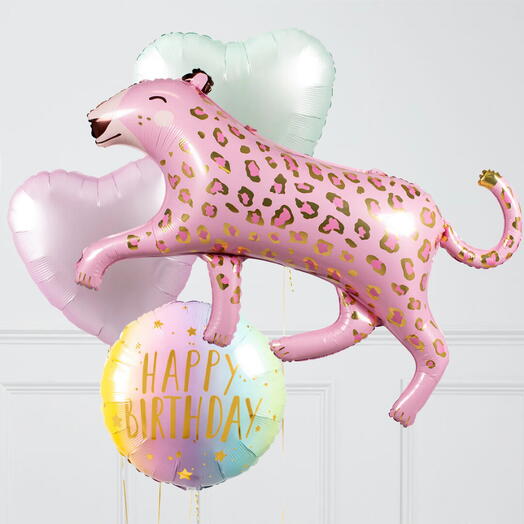 Birthday Pink Panther Supershape Set Foil Balloon Bouquet