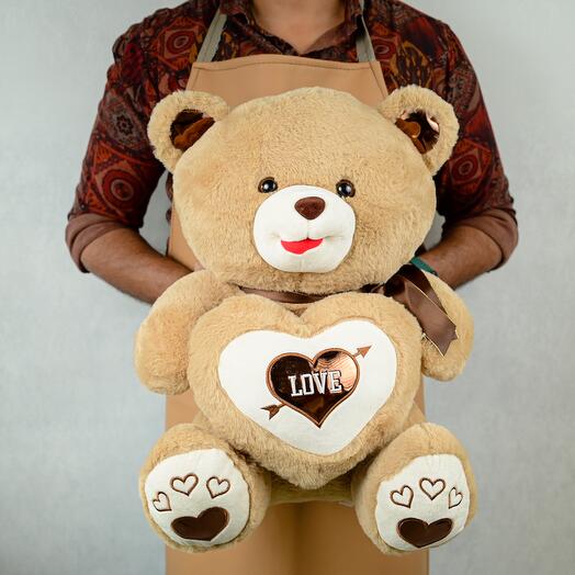 Light Brown Teddy with Heart and Tie