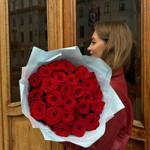 25 Красных Роз premium 60см