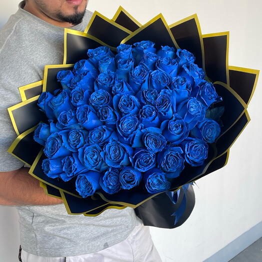 51 blue  roses bouquet