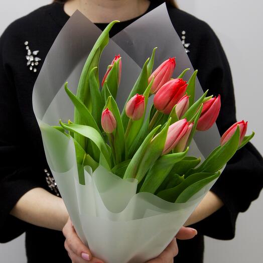 Букет красных тюльпанов, 11 шт., 45 см. Florentika