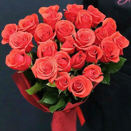 Ramo de 25 rosas de naranja