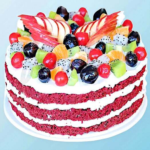 Cake Red Velvet With Fruits