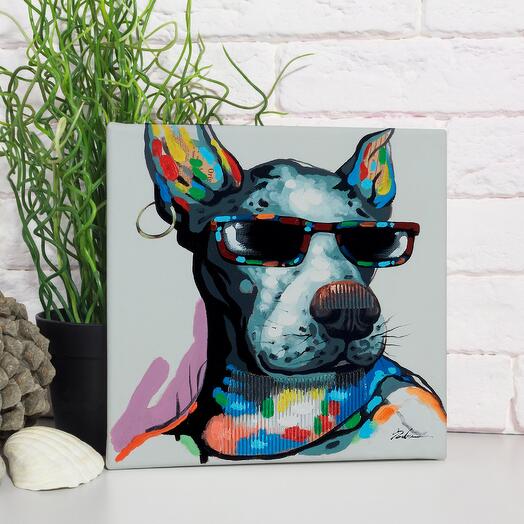 Картина на холсте с изображением собаки доберман