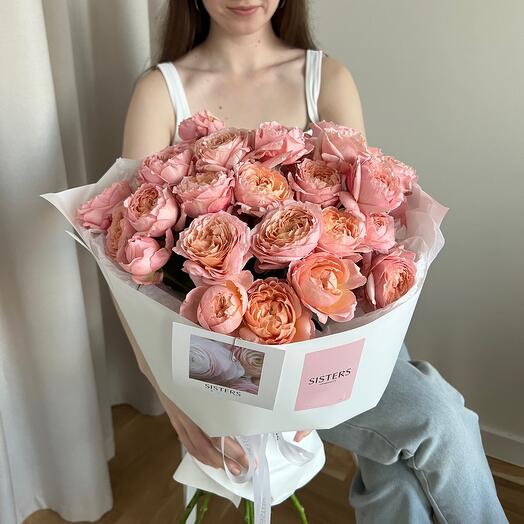 9 peony-shaped bush roses Juliet