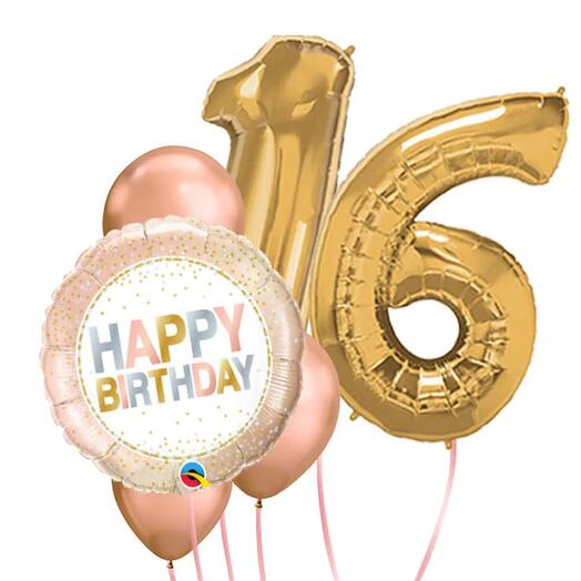 Any Number Happy Birthday Metallic Dots Balloon Package