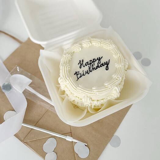Бенто торт с рюшами «happy birthday»