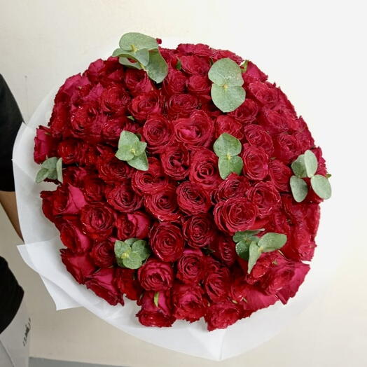 100 red roses premium bouquet