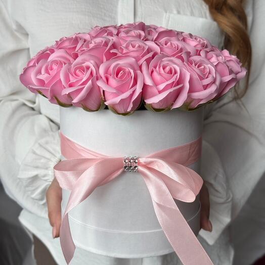 Букет из мыльных роз розовый
