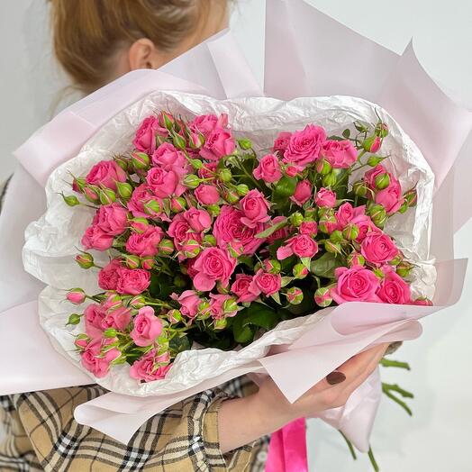 Букет Хит! Кустовые розы розовые 9