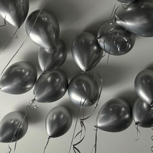 Серебряные шары под потолок 15шт