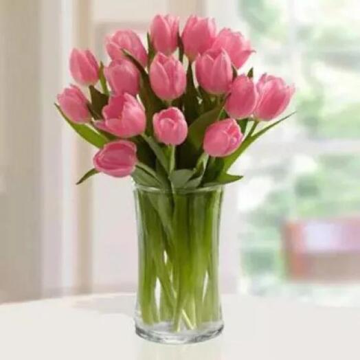 Pink Tulip Flower  Vase