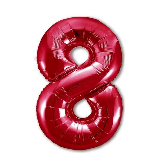 Шар-цифра "8" гелиевый, цвет красный     